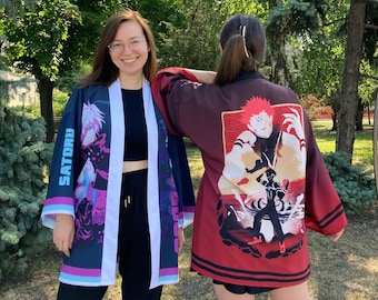 Jujutsu Kaisen Haori Kimono – Gojo, Geto, Sukuna | Anime Streetwear Cloak | Soft Unisex Japanese Jacket | Cosplay-Inspired Outfit
