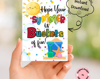 Eimer voller Spaß Geschenkanhänger Ende des Schuljahres Sommergeschenk Gunst Klassenzimmer druckbar Haben einen großen Sommer ist Spaß vom Lehrer Urlaub Geschenk