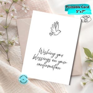 Printable confirmation greeting card digital religious confirmation card for godson goddaughter confirmation card with dove Prayer Card