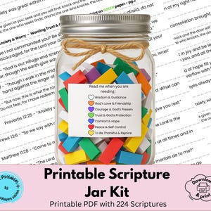 Frasco de versículos bíblicos para impressão, emoções, encorajamento, faça você mesmo, frasco de escrituras, frasco de oração, versos bíblicos diários codificados por cores, leia-me quando, download digital