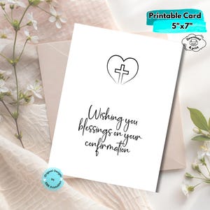 Printable confirmation greeting card digital religious confirmation card for godson goddaughter confirmation card with cross Prayer Card