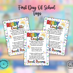 Ready Confetti Back to School Printable Tags Open House Night Before School Gift Meet the Teacher Preschool Gift Tags Kindergarten Card