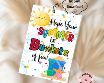 Eimer voller Spaß Geschenkanhänger Ende des Schuljahres Sommergeschenk Gunst Klassenzimmer druckbar Haben einen großen Sommer ist Spaß vom Lehrer Urlaub Geschenk