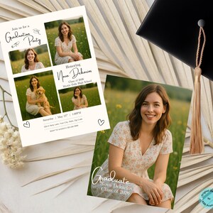 Editable Graduation Card Template Modern Graduation Party Announcement Minimalist Graduation Announcement Invitation Senior Invitation Card