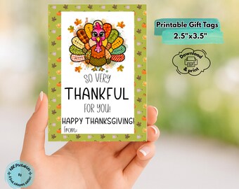 Etiqueta de agradecimiento para pavo, imprimible, para Acción de Gracias, regalo de otoño, etiquetas de otoño, calabaza, amigos, Acción de Gracias, agradecimiento a los maestros