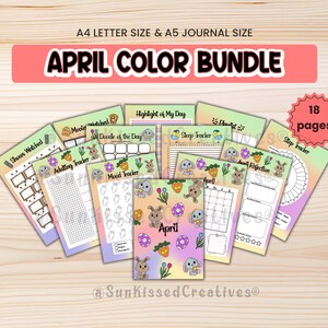 April Bullet Journal Printable Color Aesthetic Planner Inserts Spring Digital Journal Goodnotes iPad Planner Pages Cute Organizer