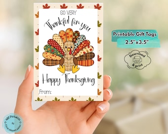 So Very Thankful For You Tag Printable Thanksgiving Favor Teacher Appreciation Gift Fall Tags Turkey Friendsgiving Teacher Appreciation