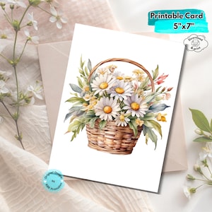 Biglietto d'auguri floreale stampabile, biglietto floreale digitale minimalista, biglietto con bouquet di fiori, biglietto fatto a mano, biglietti per tutte le occasioni, per lui o per lei