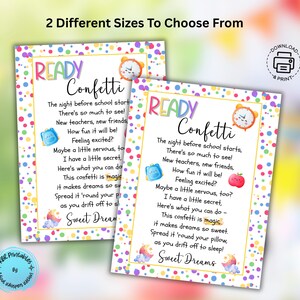 Ready Confetti Back to School Kindergarten Printable Tags Open House Night Before School Gift Meet the Teacher Preschool Gift Tags