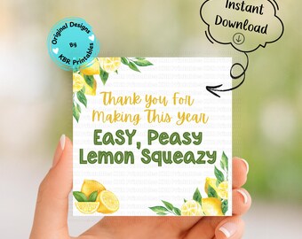 Thank you End Of The Year Tag Easy Peasy Lemon Squeazy Tag Lemons Gift Tag Appreciation Week Gift Thank You Volunteer Coworker Staff Teacher
