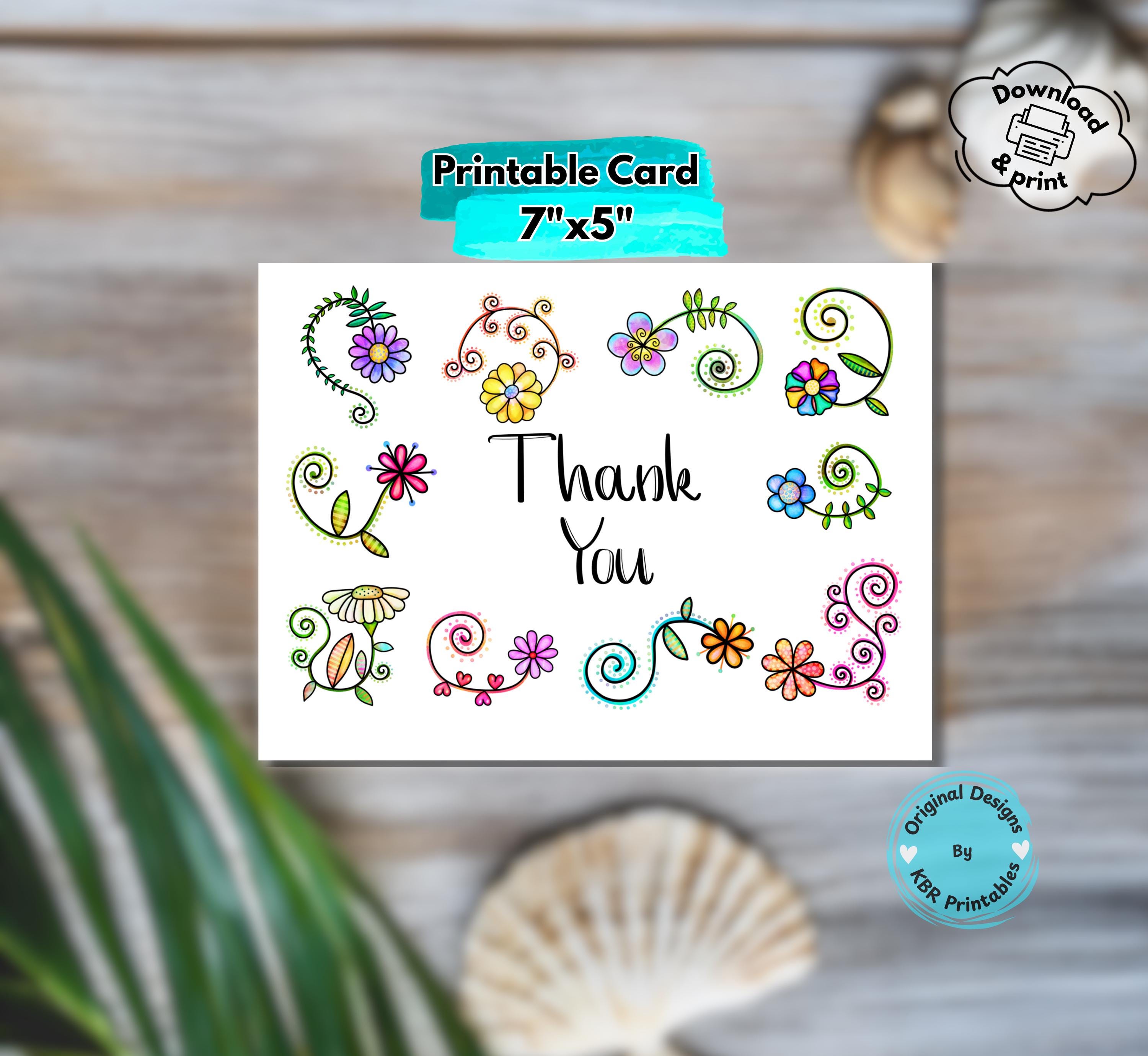 Printable Thank You Card Digital Download Floral Inspired Colorful ...
