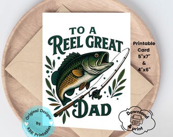 Reel Great Dad Fishing Card Printable Father’s Day Gift Tag Fish Themed Dad Card Digital Download for Outdoorsy Fathers Funny Trout Tag