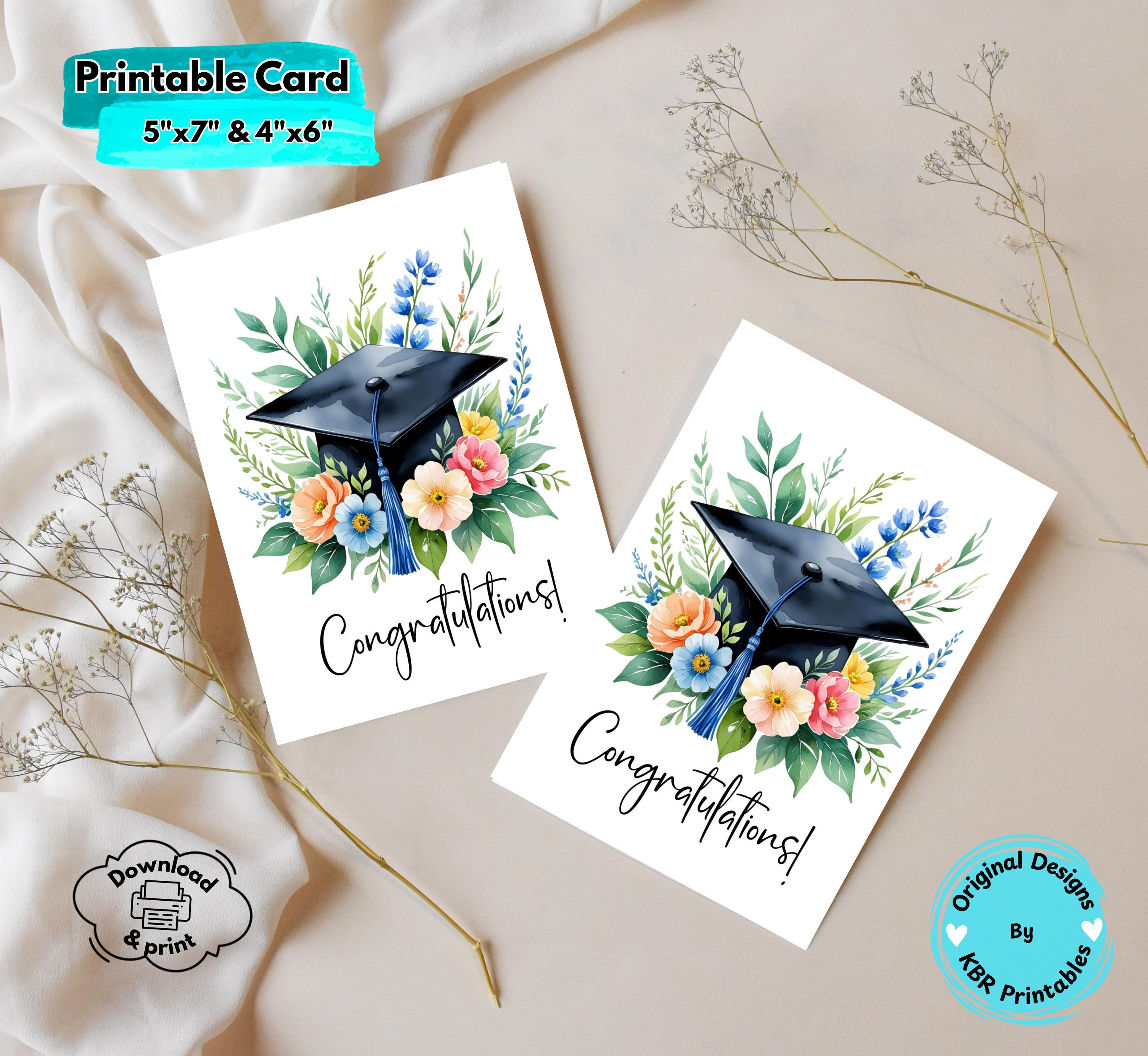 Printable Congratulations 5x7 Floral Card Instant Download Graduation ...