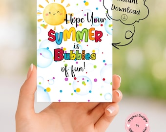 Bubbles of Fun Geschenkanhänger Ende des Schuljahres Sommergeschenk für Klassenzimmer druckbar letzten Tag haben einen großen Sommer ist Spaß vom Lehrer Leckerbissen
