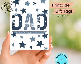 Pappa Mannen Myten Legenden Utskrivbart Kort Fars Dag Presentetikett Rolig Digital Nedladdning för Pappa Fars Dag Dekor Present till Honom