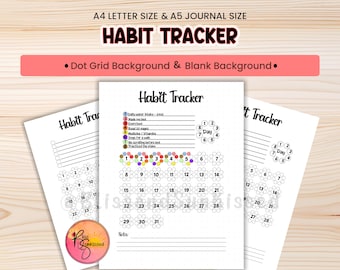 Habit Tracker Printable Daily Habits Monthly Journal Page Goal Productivity Tracker Habit Log Routine Goal Bullet Journal Wellness Planner