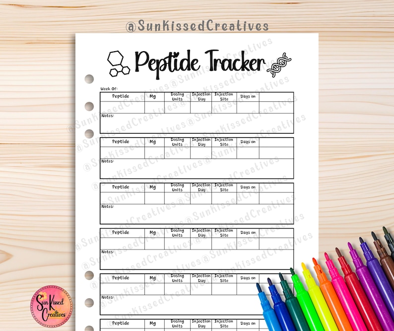 Peptide Tracker GLP Log Compound Logging Calendar Printable Dosage ...
