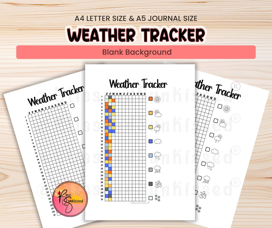 Weather Tracker Journal Page Printable Planner Yearly Temperature ...