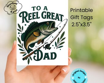 Reel Great Dad Fishing Card Printable Father’s Day Gift Tag Fish Themed Dad Card Digital Download for Outdoorsy Fathers Funny Trout Tag