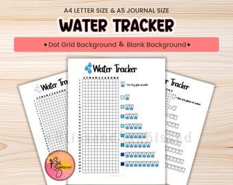 Daily Water Tracker Printable Hydration Log Water Intake Journal Page Habit Tracker Monthly Wellness Planner