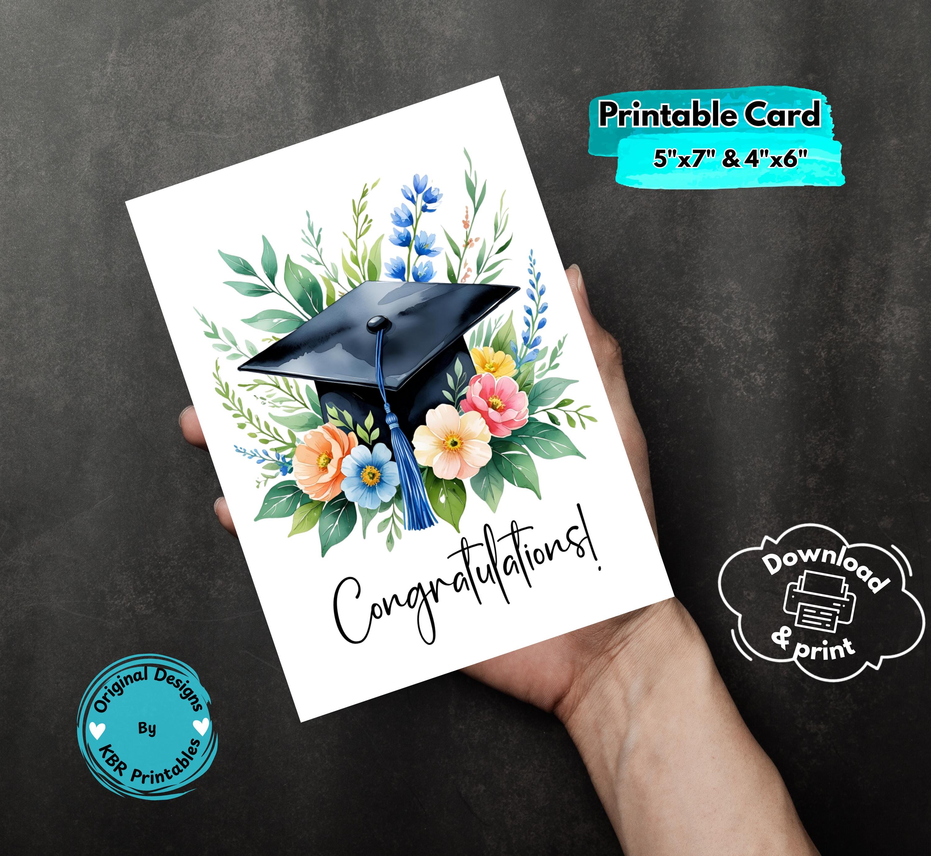 Printable Congratulations 5x7 Floral Card Instant Download Graduation ...
