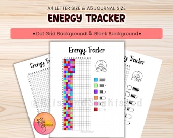 Energy Tracker Printable Daily Energy Level Journal Page Mood Health Productivity Tracker Planner