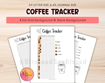 Coffee Tracker Printable Caffeine Log Coffee Intake Journal Page Habit Tracker Health Wellness Planner Food Dairy