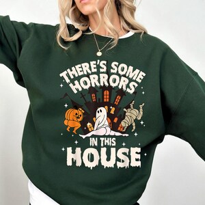 There&#39;s Some Horrors In This House Bundle Png, Retro Halloween Png, Funny Pumpkin Hoodie Design, Horror House Sweat Png, Funny Halloween Png