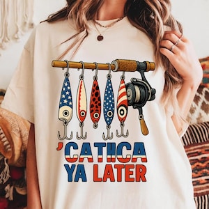 Catch Ya Later Fishing PNG, Patriotic Lure Clipart for Sublimation, Funny Red White Blue Design, Outdoor Summer Fisherman PNG For Dad Shirt
