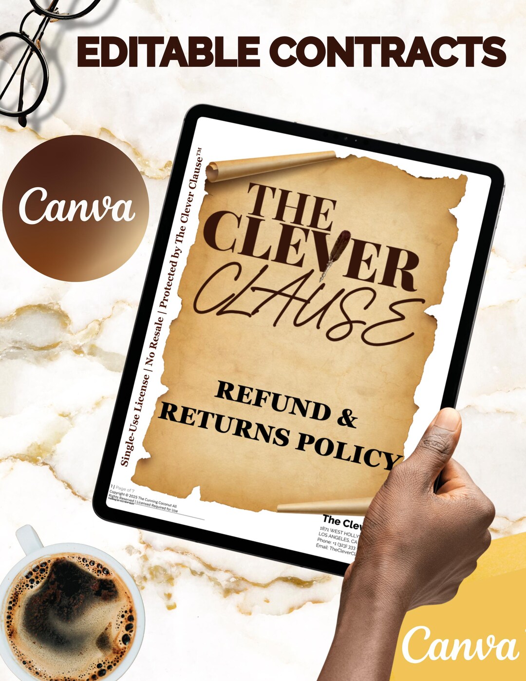 Refund & Returns Policy Template | Editable Canva Legal Document for ...