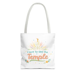 I Love to See the Temple tote bag | Illustrated Temple design