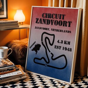 Affiche F1 du circuit de Zandvoort | Peinture murale en aérosol Grand Prix des Pays-Bas pour les fans de Formule 1, les amateurs de course automobile des Pays-Bas et les décorations de garage | Garage