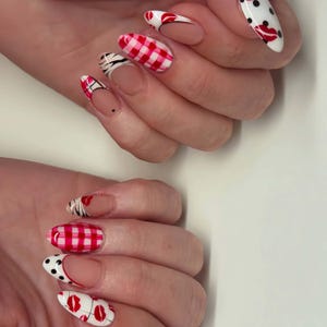 Hochzeitsnägel, 3D Zitrone Handmade Press auf Nägeln, Mandel Press On Nails, 3D Gel Blume, ombre rote Farbe, Mandelnägel, Verträumte Blumennägel