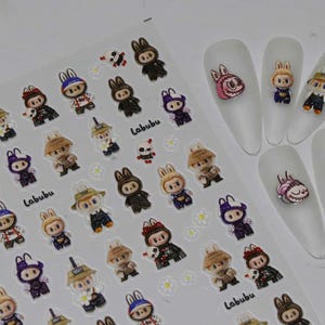 Cartoon Nails Stickers Cute Colorful Nails Korean Nail Designs Funny Nail Decals Kawaii Nail Designs Cute Character Nail Art