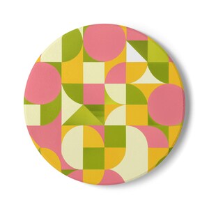 Colorful Geometric Ceramic Coaster Set, Funky Drink Coasters, Eco-Friendly Kitchen Decor, Unique Housewarming Gift, Summer Vibe Home