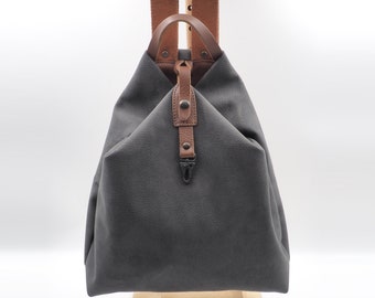 Handmade grey Alcantara -leather backpack ,everyday bag,design bag,unisex ,named ARROW