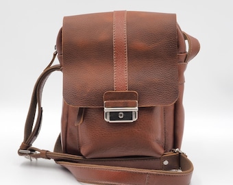 Men's messenger bag, copper brown leather,messenger bag,called BOY made to order