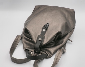 Handmade metallic leather backpack,everyday bag,named ARROW JUNIOR ,made to order