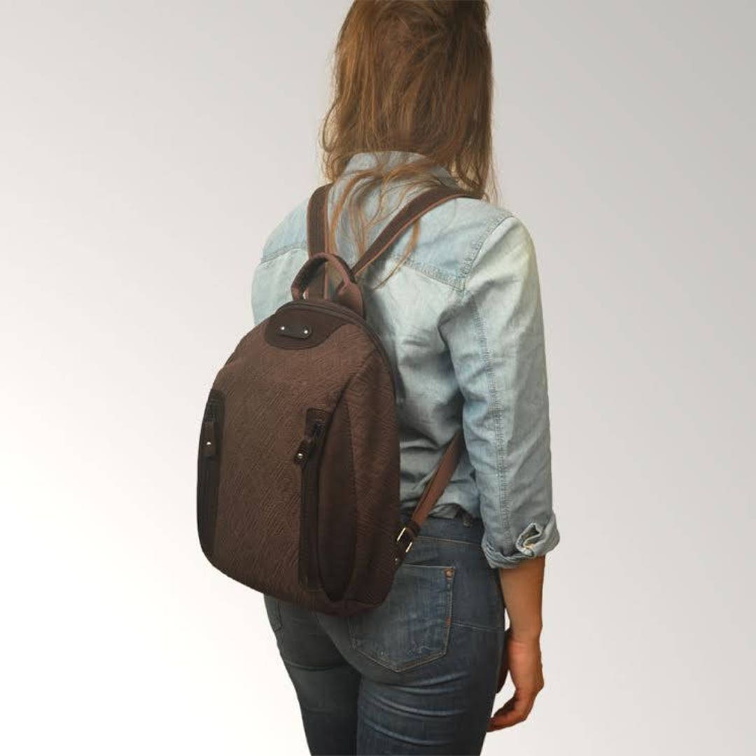 Backpack handmade in Patterned Canvas and Leather named - Etsy