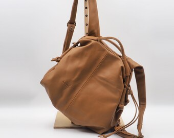 Handmade leather backpack - Katerina in tan color, MADE TO ORDER