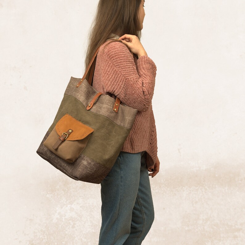Handmade Shopping Bag in Pique and Stonewashed Canvas - Etsy