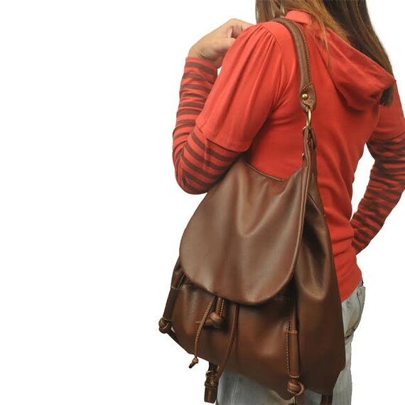 Handmade leather shoulder bag backpack messenger named Etsy