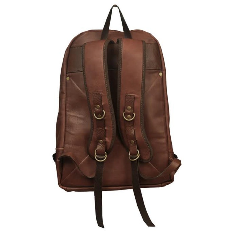 Handmade Leather backpack for up 15 laptop,Michael in brown image 3