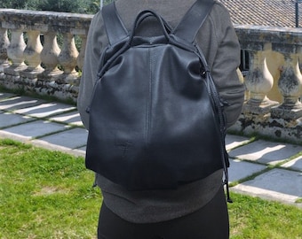 Handmade leather backpack - Katerina in Navy blue color,MADE TO ORDER