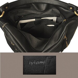 Leather women's shoulder bag, messenger , in black color,named Vera MADE TO ORDER image 4