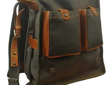 Handmade Mens messenger bag ,ORPHEUS in waterproof material with leather details