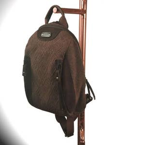 Backpack ,handmade in patterned canvas and leather ,named NAXOS image 4