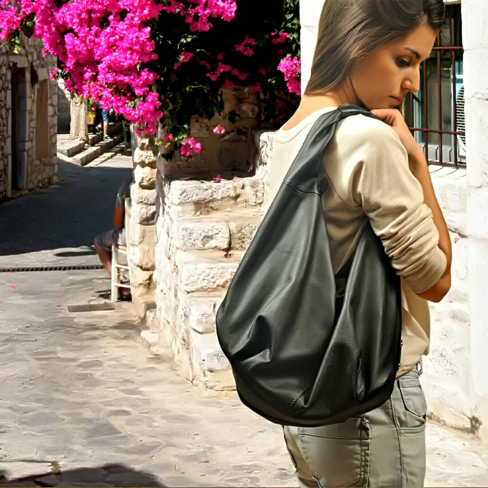 Hobo Bag in Italian Soft Black Leather Named Daria MADE TO Etsy