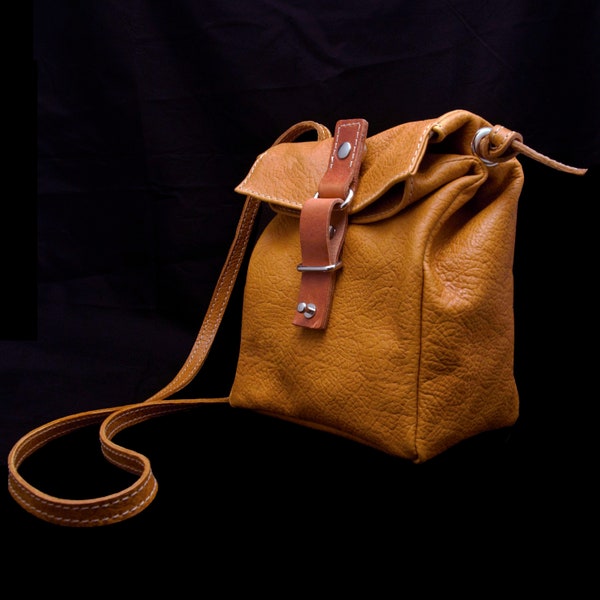 A small  leather purse-  messenger bag Sugar in camel color MADE TO ORDER