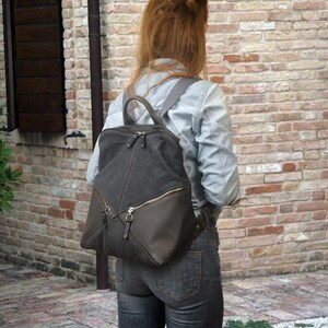Backpack,shoulder Bag ,canvas leather ,handmade ,named IRIA - Etsy